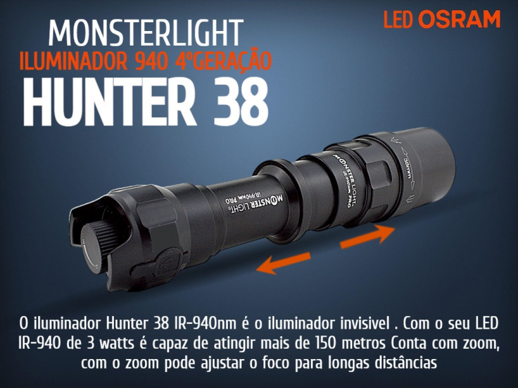 Kit iluminador MonsterLight 940nm Hunter 38 4ºGeração potenciómetro 