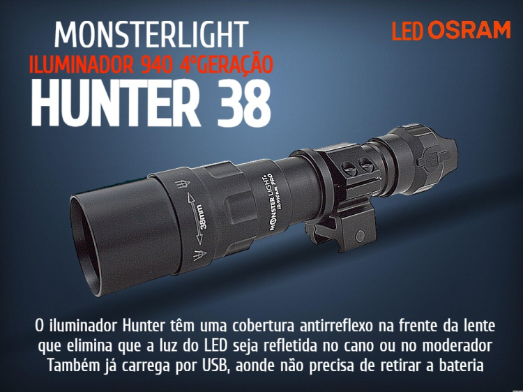 Kit iluminador MonsterLight 940nm Hunter 38 4ºGeração potenciómetro 