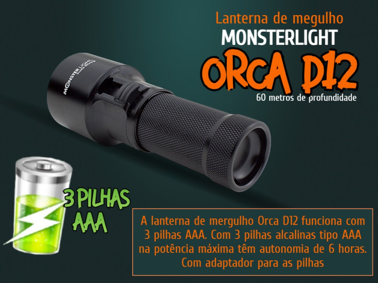 Lanterna mergulho MonsterLight Orca Fishing D12 