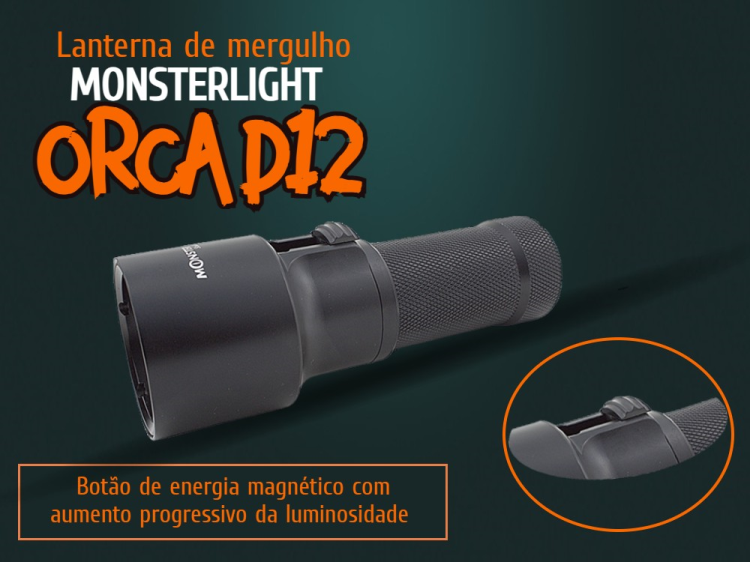 Lanterna mergulho MonsterLight Orca Fishing D12 
