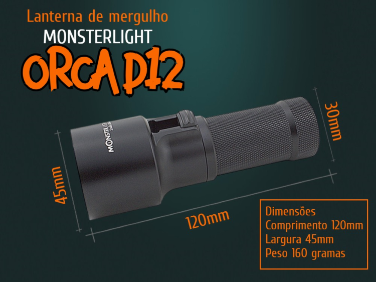 Lanterna mergulho MonsterLight Orca Fishing D12 
