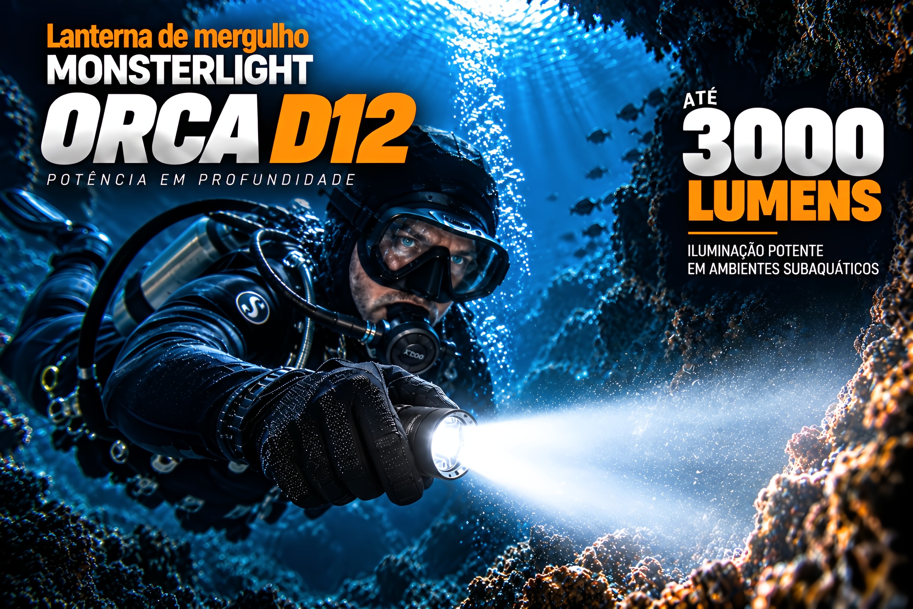 Lanterna mergulho MonsterLight Orca Fishing D12