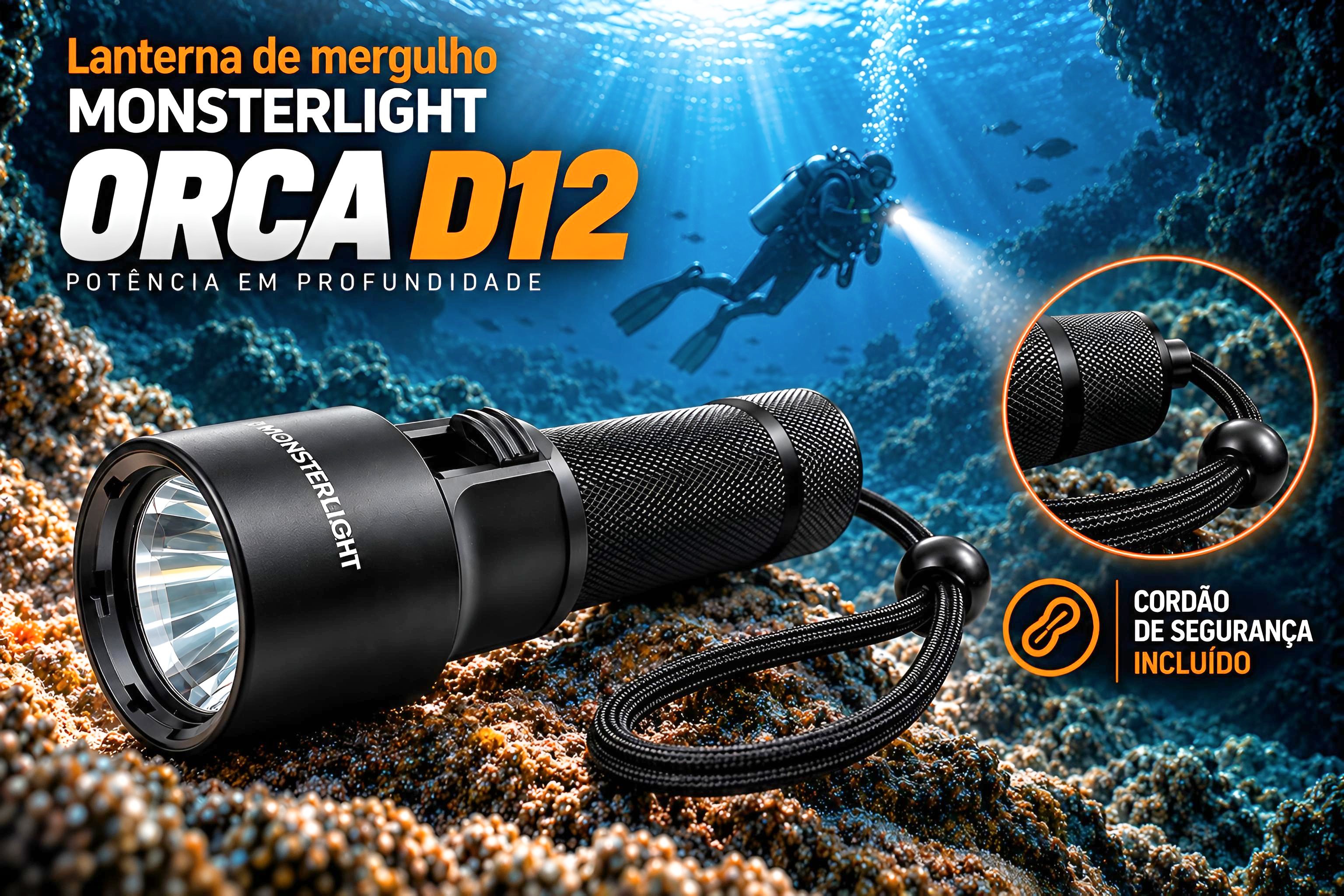 Lanterna mergulho MonsterLight Orca Fishing D12 