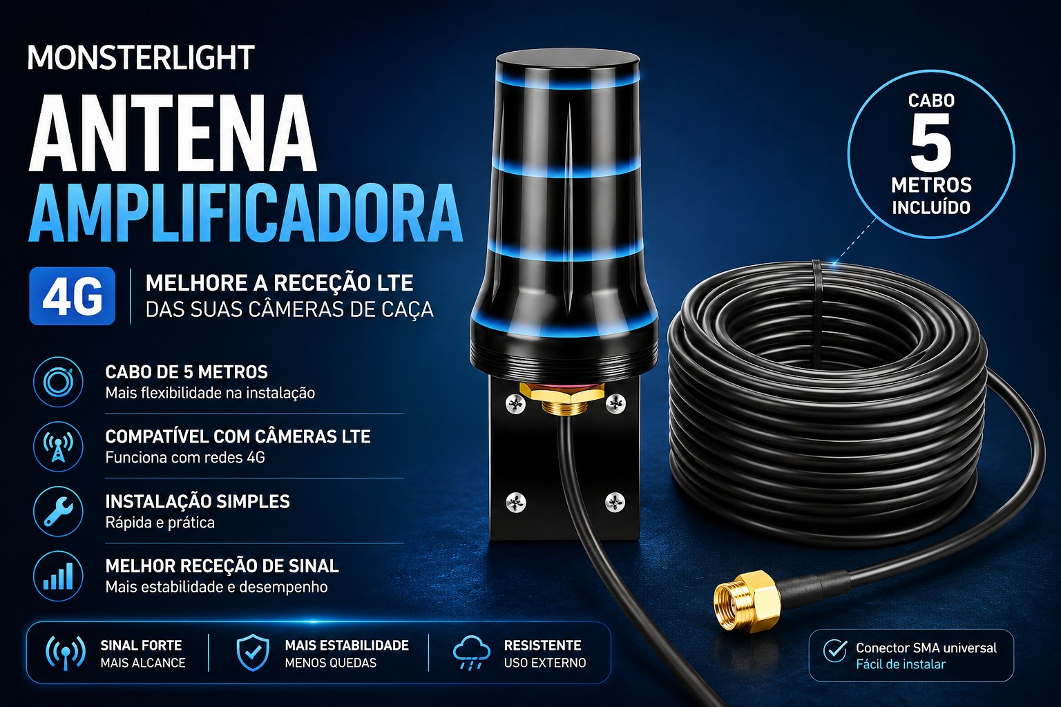 Antena para câmera longo alcance 
