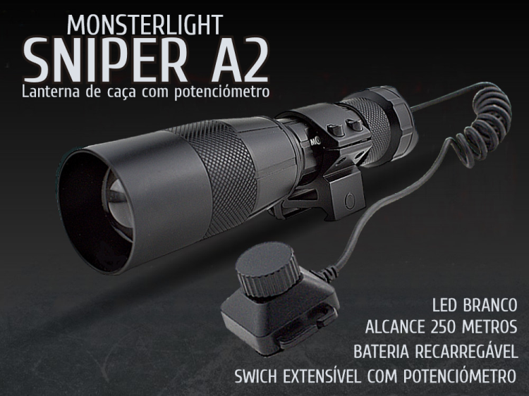 Kit lanterna para esperas led branco com potenciómetro e zoom