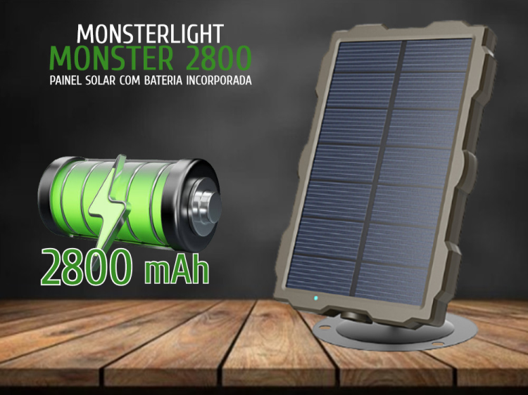 Painel solar para câmera com bateria interna de 2800mAh