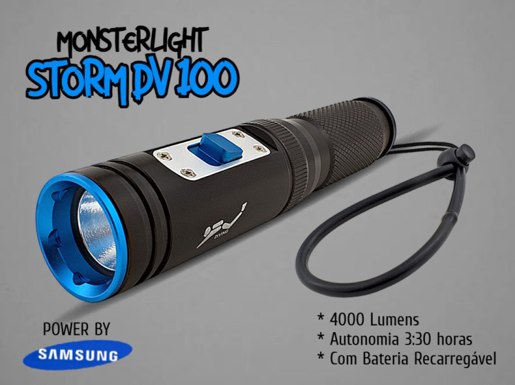 Lanterna mergulho MonsterLight Storm com bateria recarregável