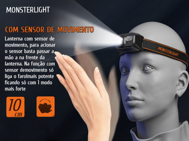 Lanterna Monsterlight HL23 com sensor de movimento 