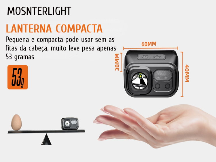 Lanterna Monsterlight HL23 com sensor de movimento 