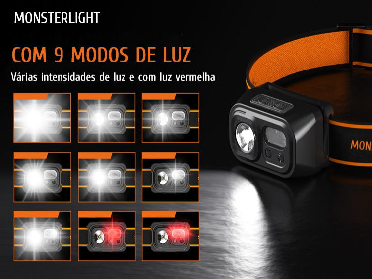 Lanterna Monsterlight HL23 com sensor de movimento 