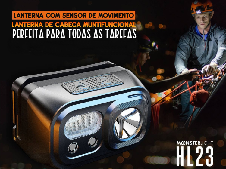 Lanterna Monsterlight HL23 com sensor de movimento