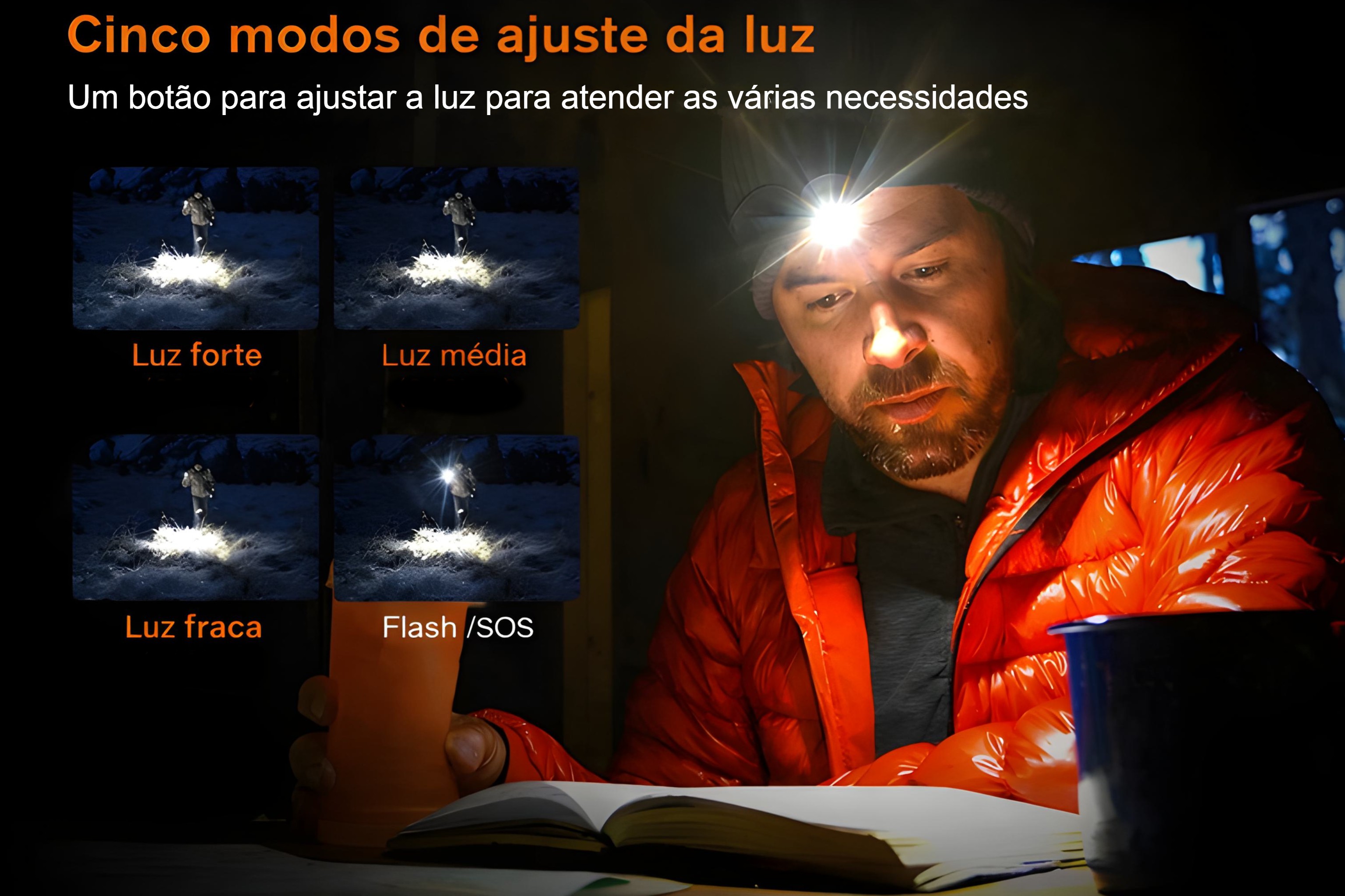 Lanterna Monsterlight TH04 multifuncional com bateria recarregável 