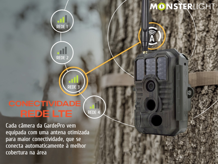 Câmera GardePro X60 LTE com bateria e aplicação para o telemóvel 