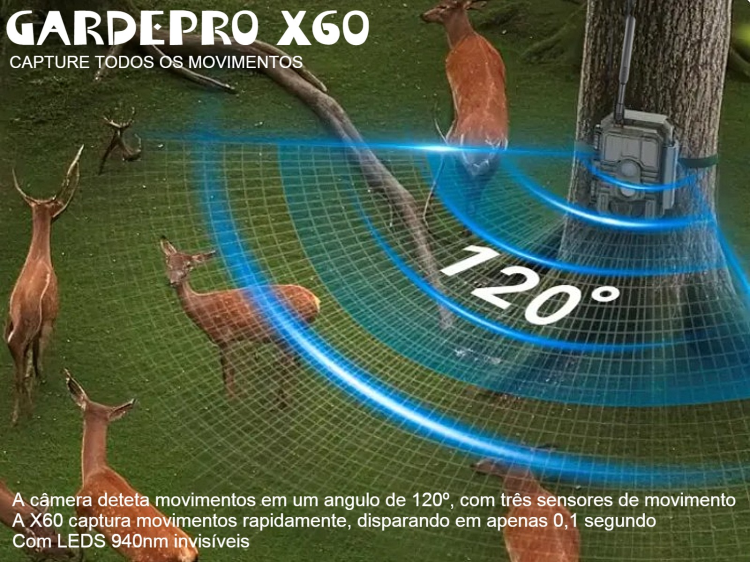 Câmera GardePro X60 LTE com bateria e aplicação para o telemóvel 