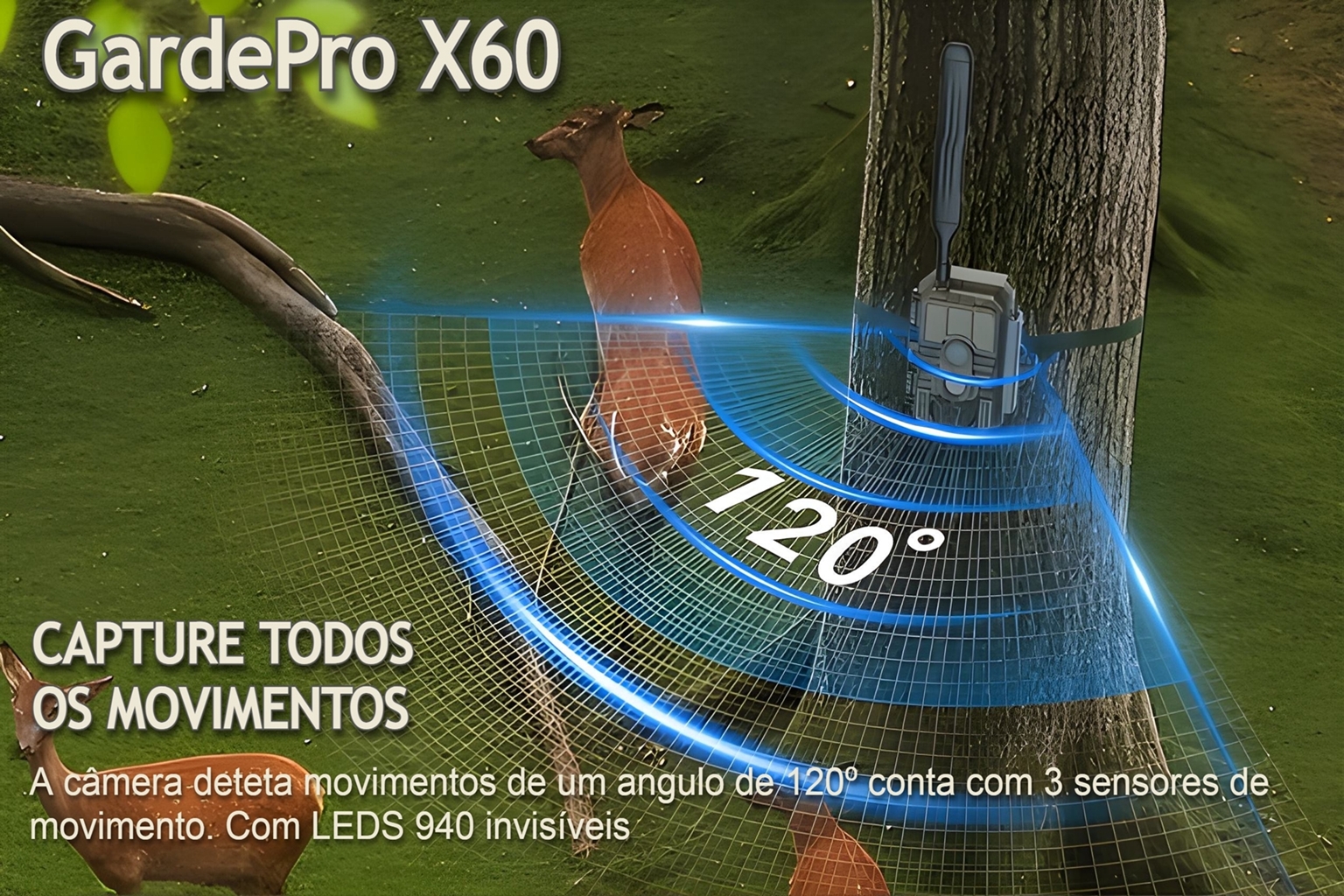 Câmera GardePro X60 LTE com bateria e aplicação para o telemóvel 