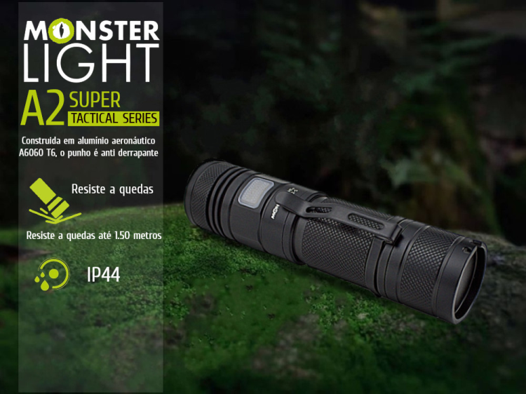 Lanterna tática Monsterlight A2 Super com bateria recarregável 