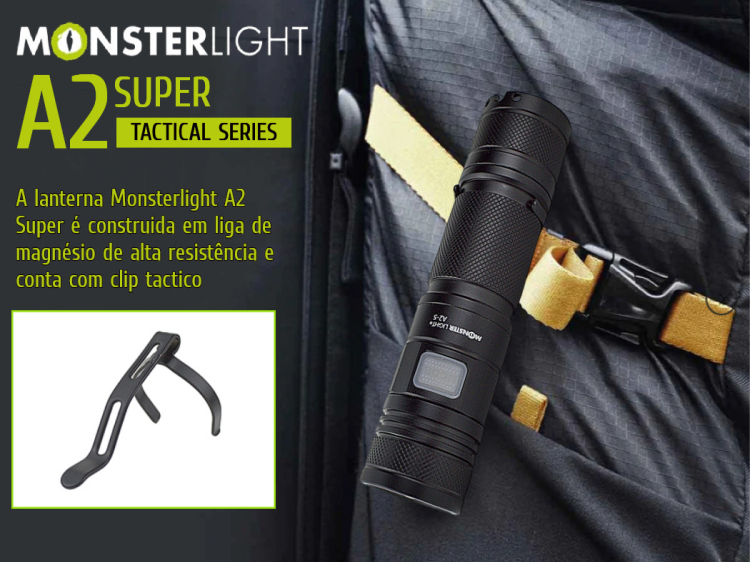 Lanterna tática Monsterlight A2 Super com bateria recarregável 