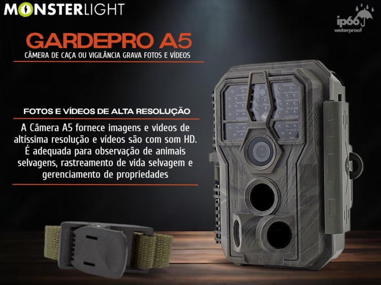 Câmera caça ou vigilância GardePro A5 grava fotos e vídeos 48MP 