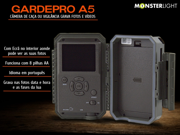 Câmera caça ou vigilância GardePro A5 grava fotos e vídeos 48MP 