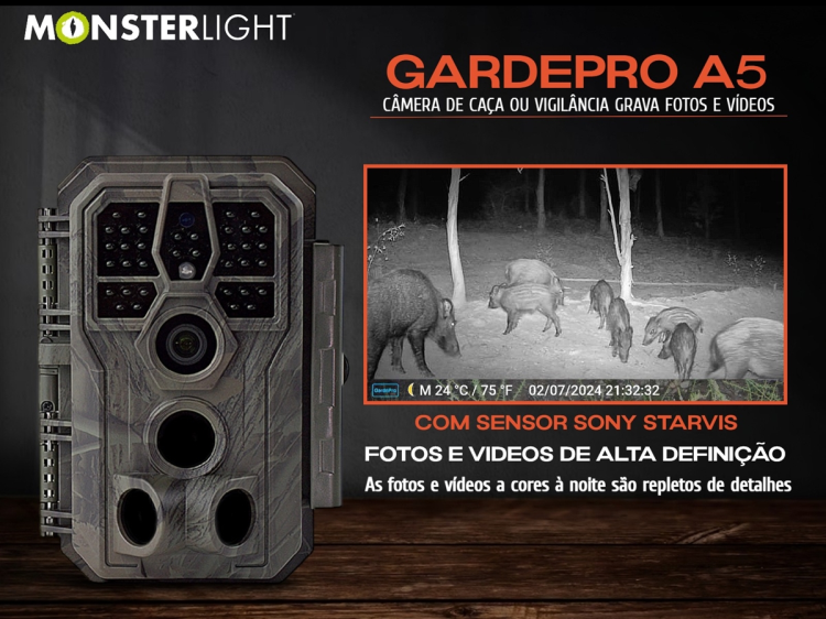 Câmera caça ou vigilância GardePro A5 grava fotos e vídeos 48MP 