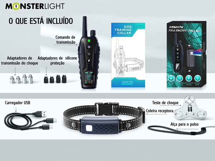 Conjunto de adestramento à distância para 1 cão com alcance de 1300 metros 