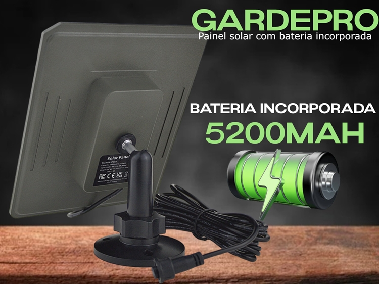 Painel solar GardePro com bateria interna de 5200mAh 