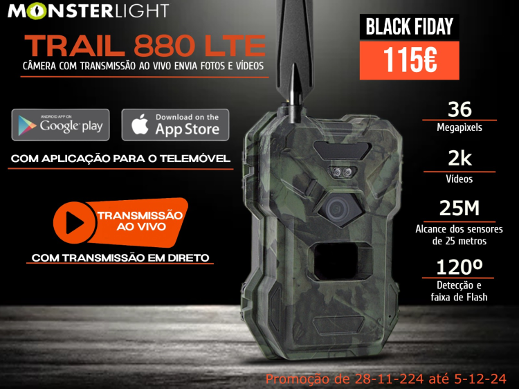 Câmera GardePro X20 LTE com aplicação para telemóvel
