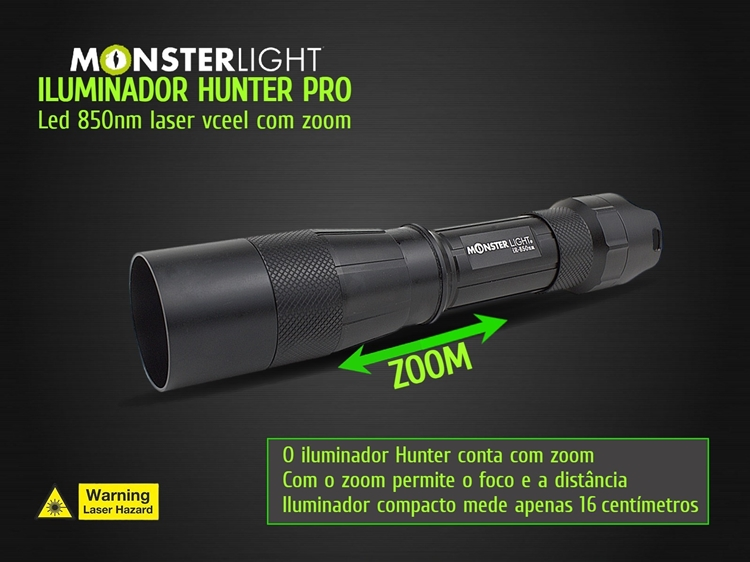 Iluminador MonsterLight ir-850 Hunter Pro laser com potenciómetro 