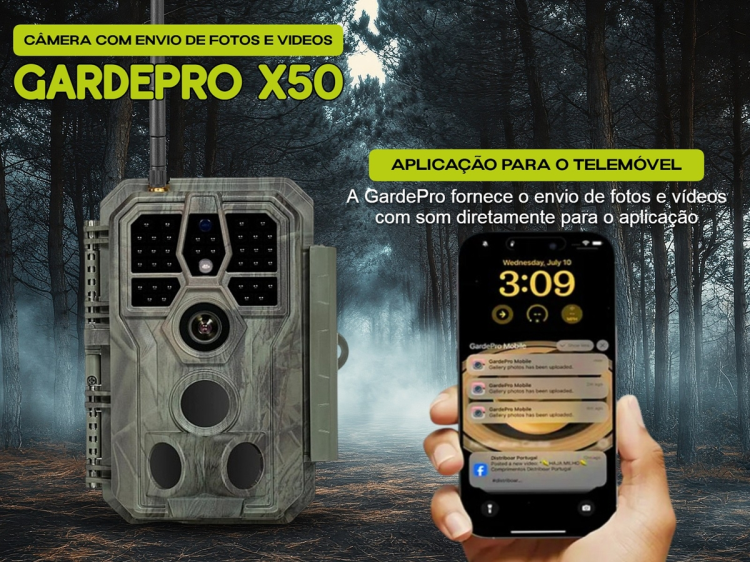 Câmera GardePro X50 LTE com aplicação para telemóvel 