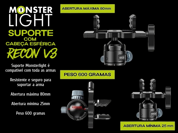 Suporte de tripé Monsterlight Recon V3 com bola esférica 