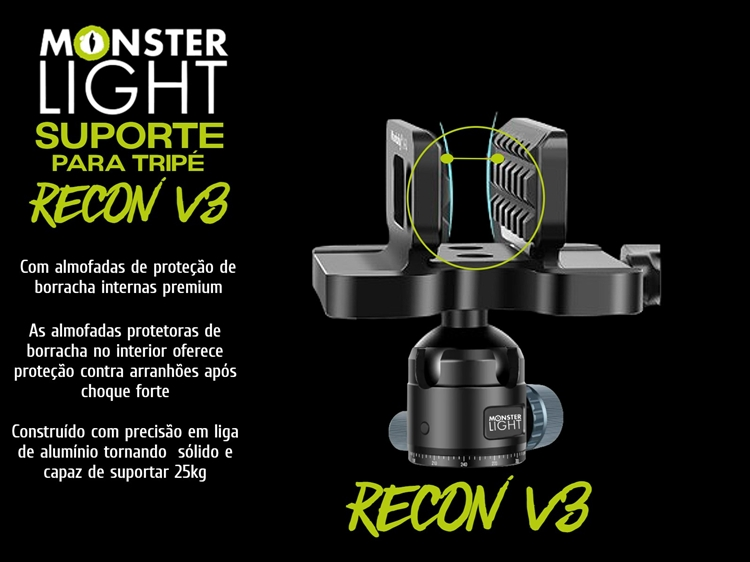 Suporte de tripé Monsterlight Recon V3 com bola esférica 