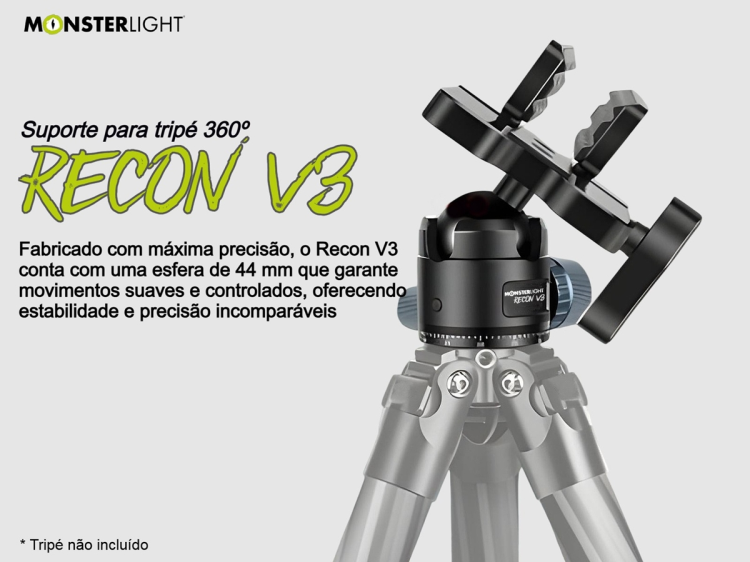 Suporte de tripé Monsterlight Recon V3 com bola esférica 
