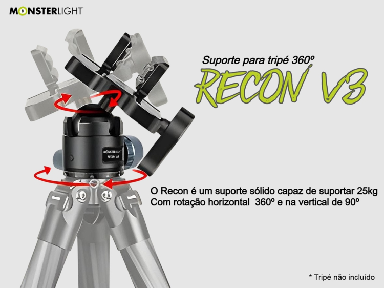 Suporte de tripé Monsterlight Recon V3 com bola esférica 