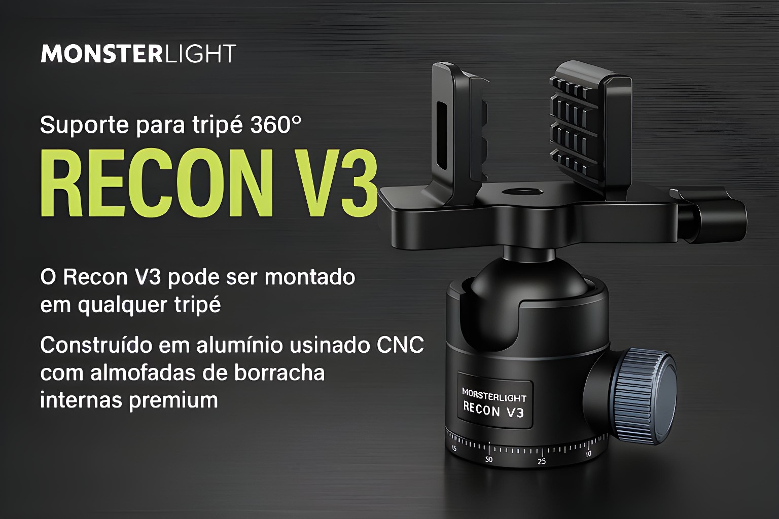 Suporte de tripé Monsterlight Recon V3 com bola esférica