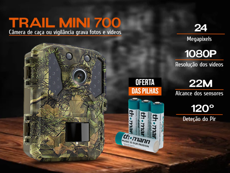 Câmera de caça ou vigilância Trail Mini 700 de 24MP