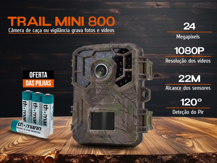 Câmera de caça ou vigilância Trail Mini 800 de 24MP