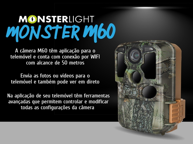 Câmera vigilância Monster M60 84MP WiFi Bluetooth 8K
