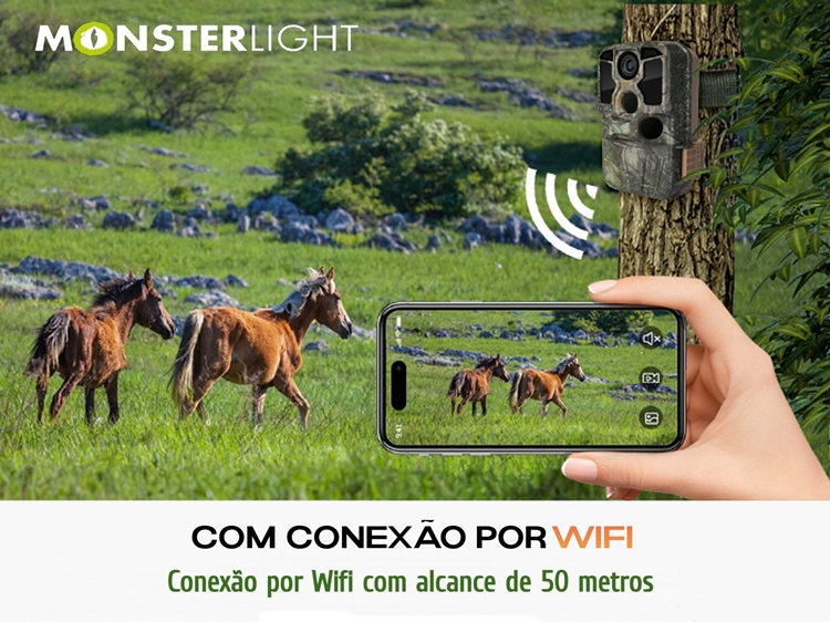 Câmera vigilância Monster M60 84MP WiFi Bluetooth 8K 