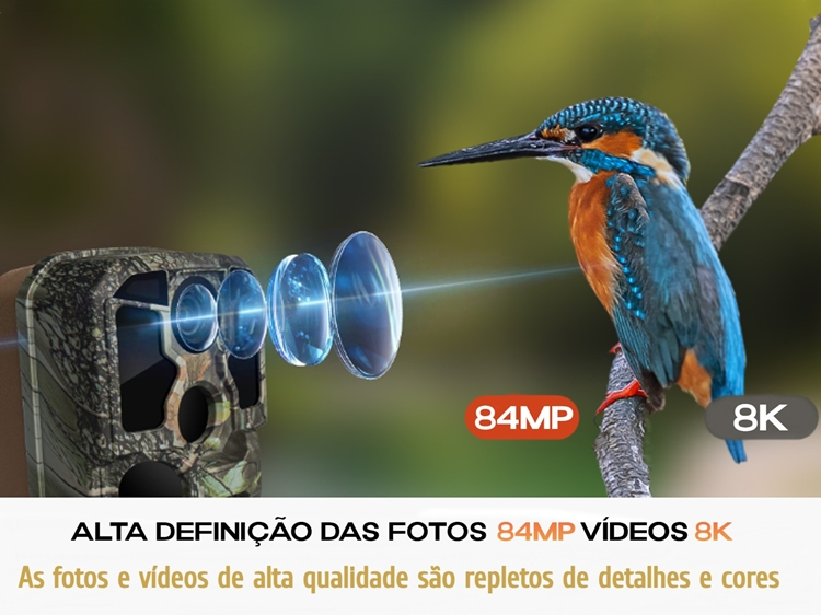 Câmera vigilância Monster M60 84MP WiFi Bluetooth 8K 
