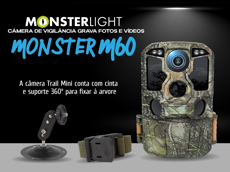 Câmera vigilância Monster M60 84MP WiFi Bluetooth 8K 