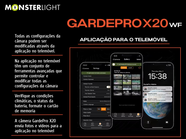 Câmera GardePro X20 com envio de fotos e vídeos a cores à noite