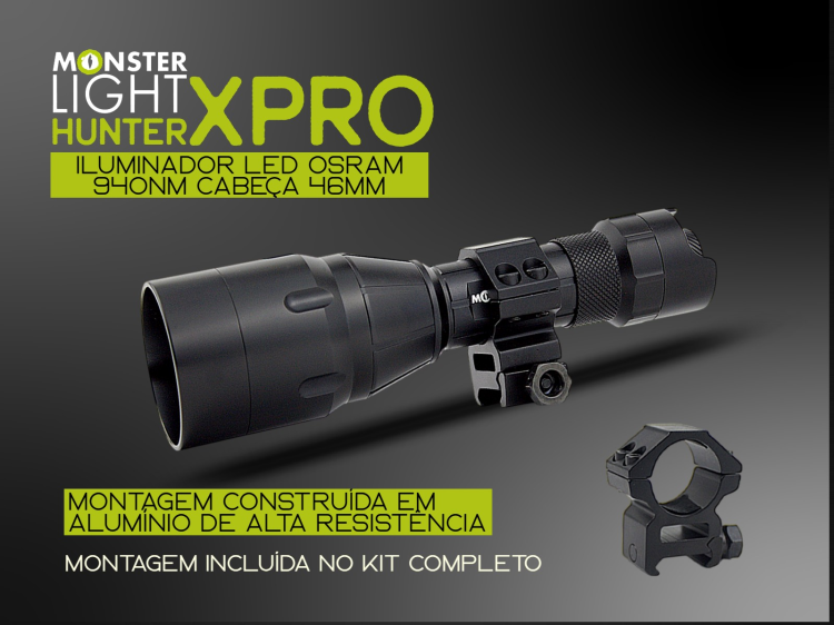 Iluminador MonsterLight 940nm Hunter X Pro LED Osram com potenciómetro 