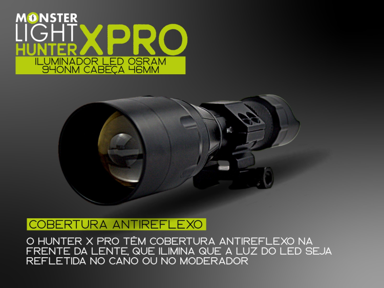 Iluminador MonsterLight 940nm Hunter X Pro LED Osram com potenciómetro 