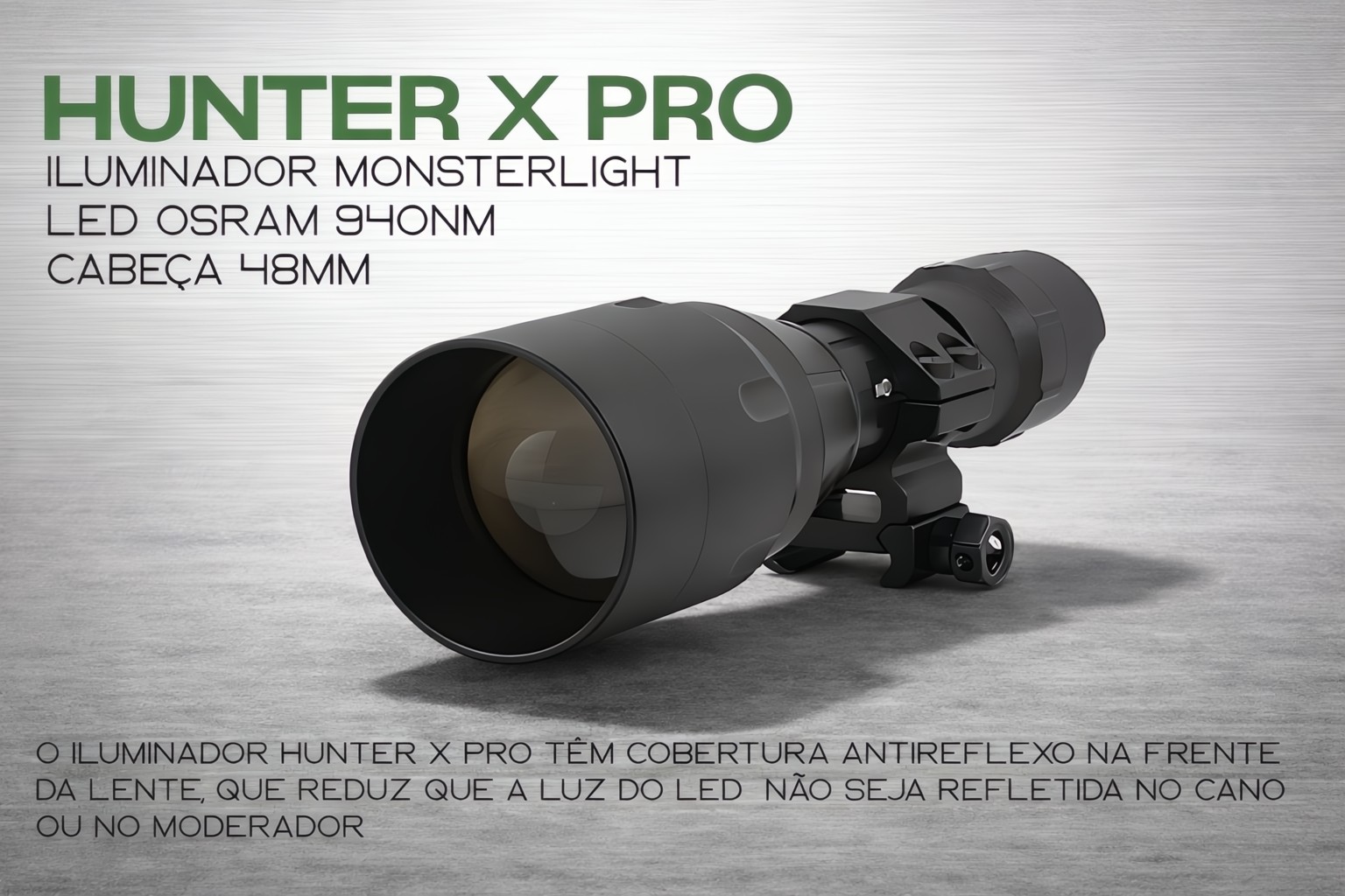 Iluminador MonsterLight 940nm Hunter X Pro LED Osram com potenciómetro 