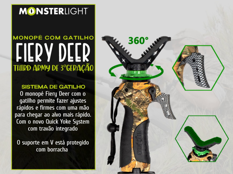 Monopé alto Fierydeer Trigger Stick Geração 4 com gatilho 