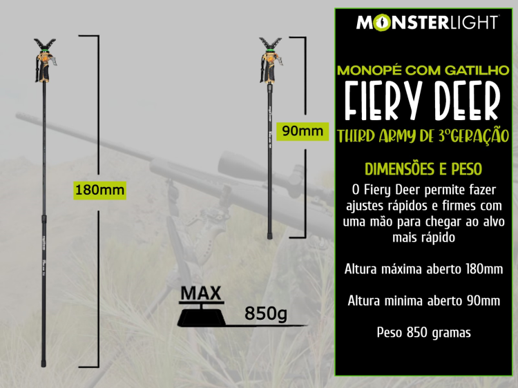 Monopé alto Fierydeer Trigger Stick Geração 4 com gatilho 