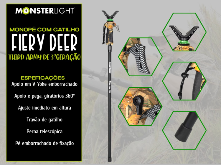 Monopé alto Fierydeer Trigger Stick Geração 4 com gatilho 