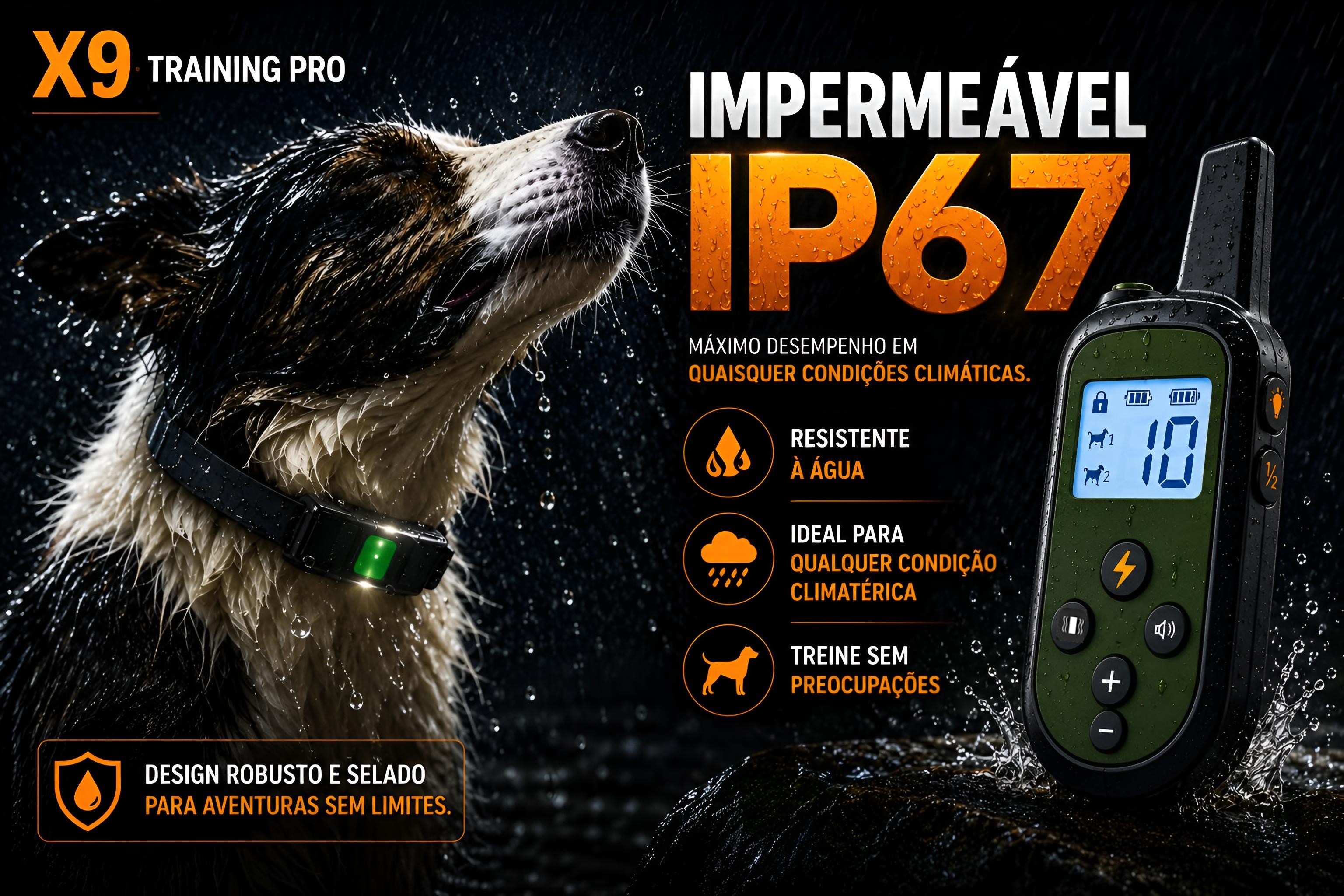 Coleira de adestramento à distância X9 para 2 cães 