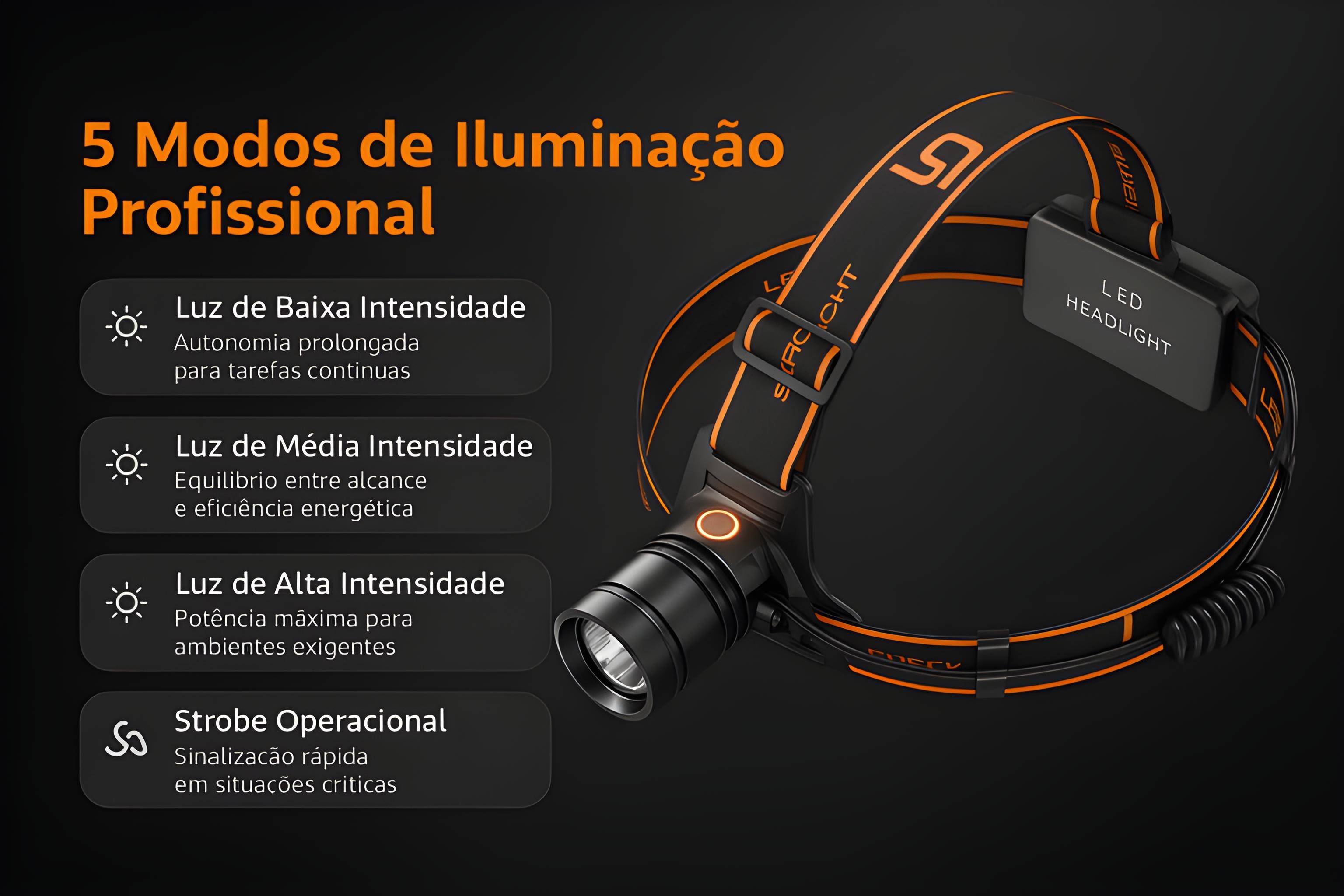 Lanterna de cabeça HL08 com baterias recarregáveis 