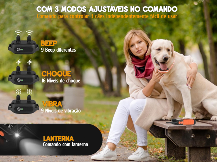 Coleira de adestramento à distância Pro para 3 cães